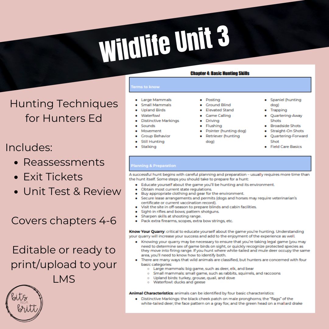 Wildlife Unit 3: Hunting Techniques