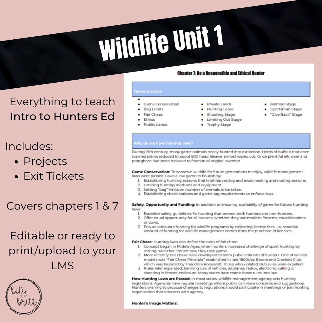 Wildlife Unit 1: Introduction to Hunters Education