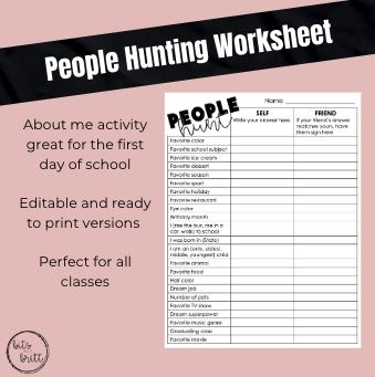 People Hunting Worksheet