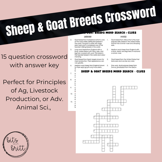 Sheep & Goat Breed Crossword