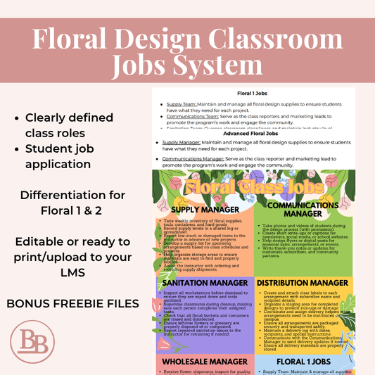 Floral Design Classroom Jobs System