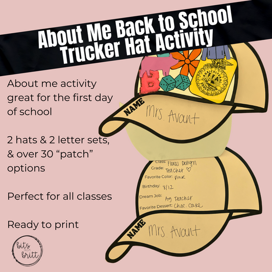 About Me Back to School Trucker Hat Activity