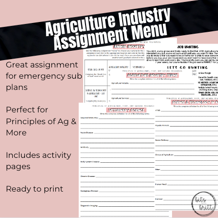 Agriculture Industry Assignment Menu