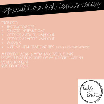 Agriculture Hot Topics Research Essay