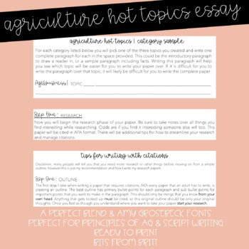 Agriculture Hot Topics Research Essay