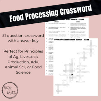 Food Processing Crossword Puzzle